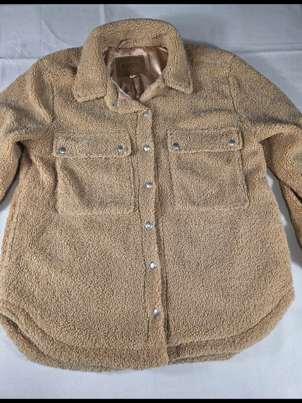 BLANKNYC Camel Teddy Sherpa Shacket Jacket Medium
